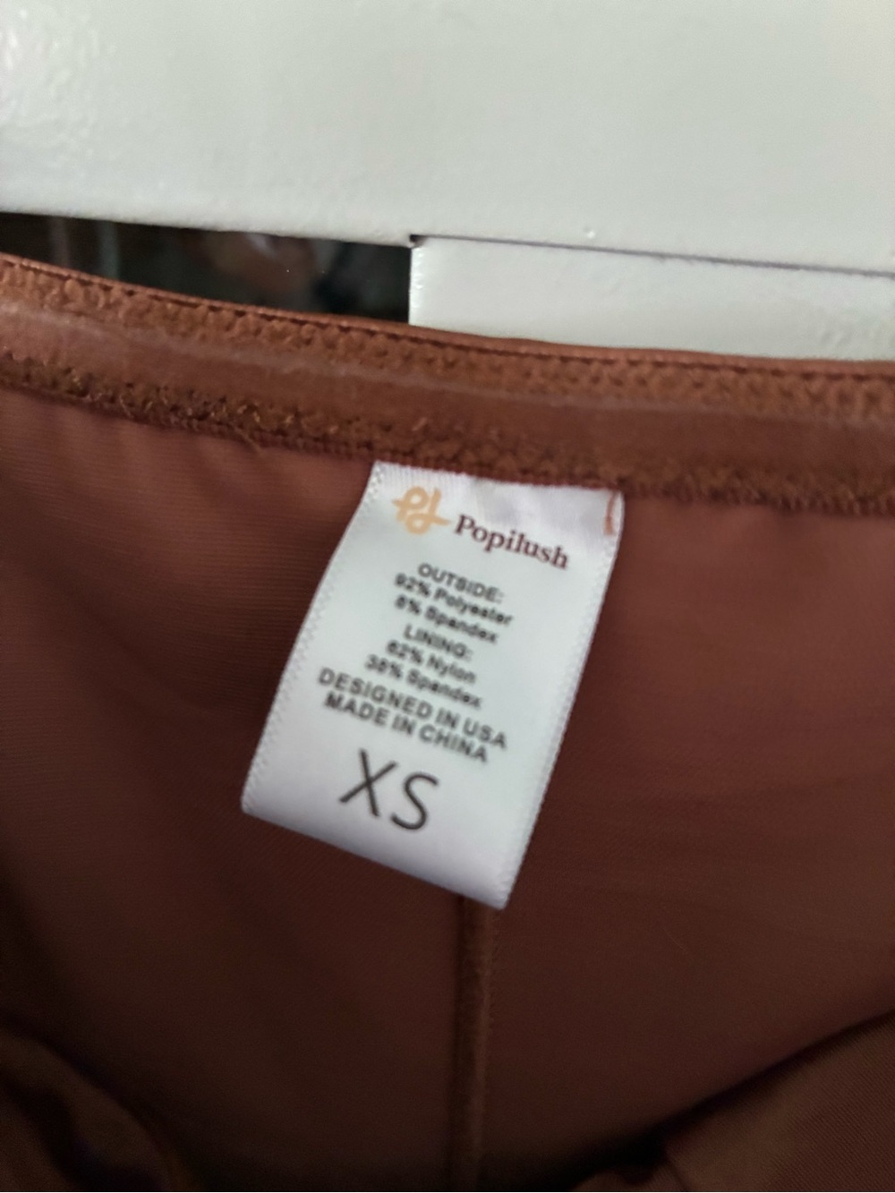 Popilush sz XS Faux Leather Brown Jumpsuit with Strappy Neckline nwt - Picture 8 of 15